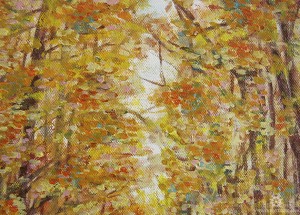 cavalière peinture à l'huile forêt automne